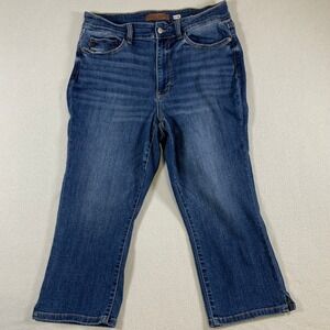 Judy Blue Skinny Fit Capri Jeans Women's High Rise Stretch Size 14W Blue Denim